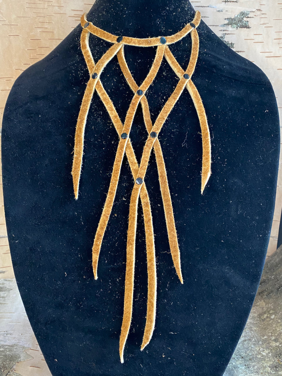 Statement Moose Hide V Choker - Danglers