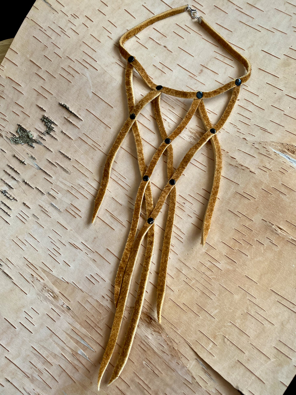 Statement Moose Hide V Choker - Danglers