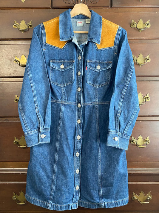 Levi Dress embellished with Smoked Moose Hide Shoulders