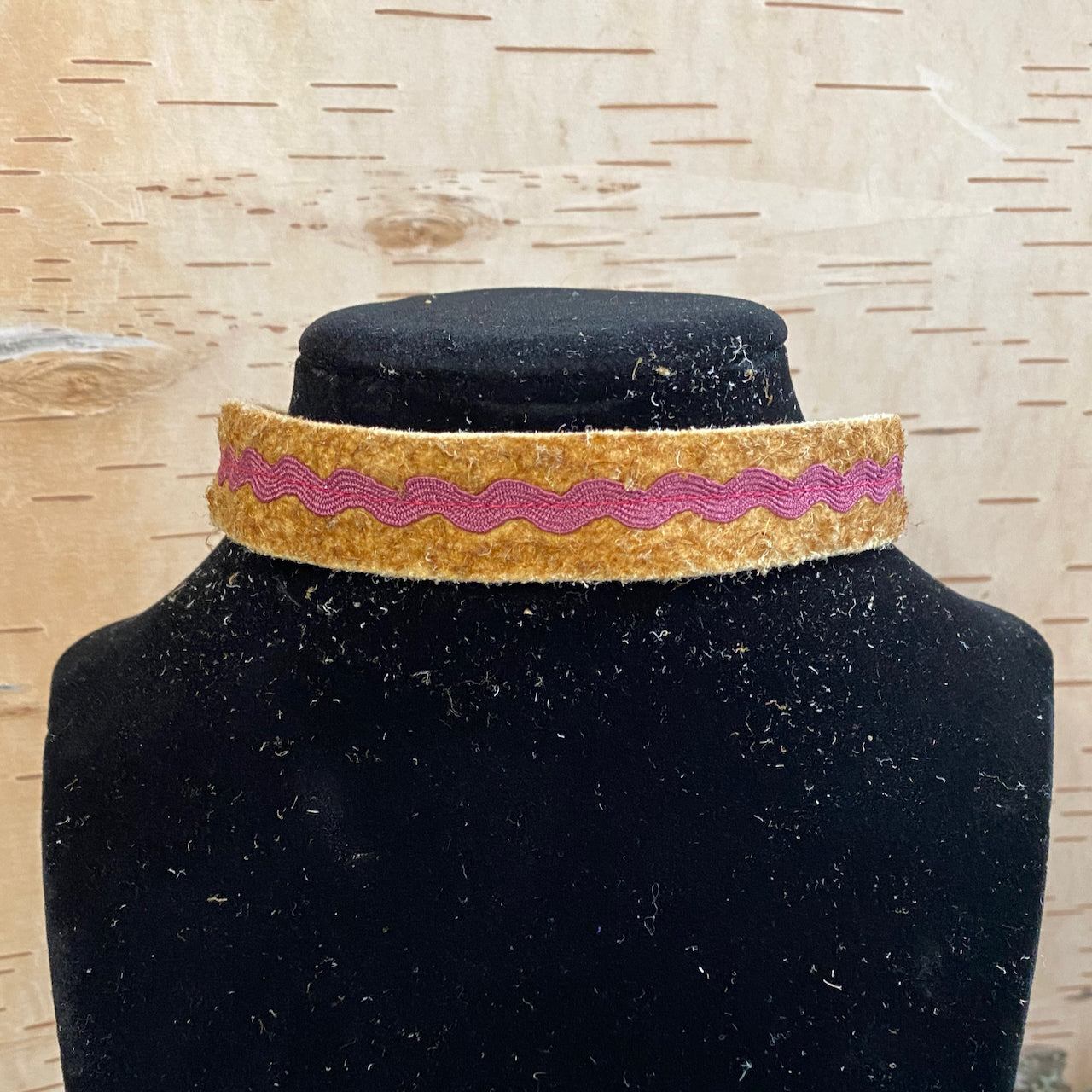 Moose Hide & Mauve Ric Rac Cuff/Choker