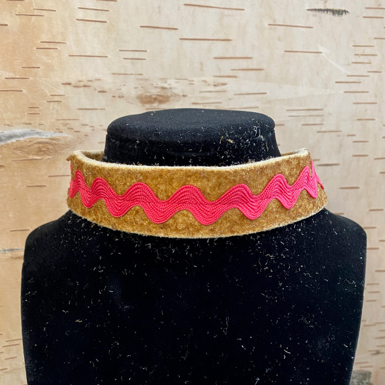 Moose Hide & Hot Pink Ric Rac Cuff/Choker