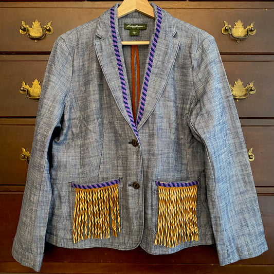 Double Ric Rac & Moosehide Fringe Pockets Blazer