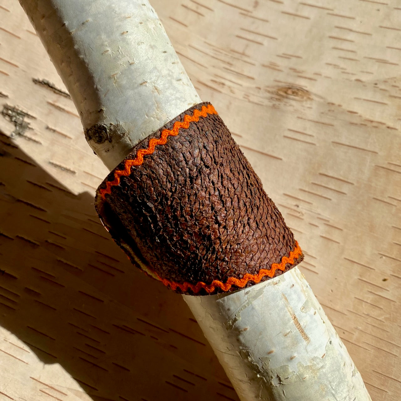 Fish Skin Cuff with Orange Rick Rack Border