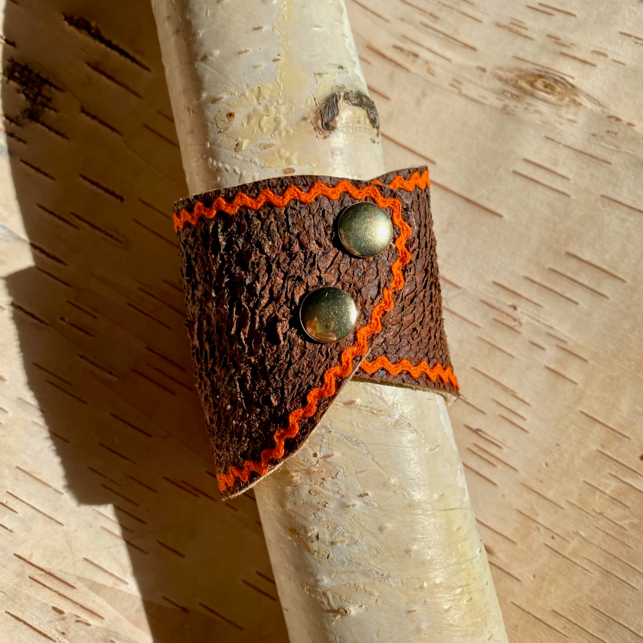 Fish Skin Cuff with Orange Rick Rack Border