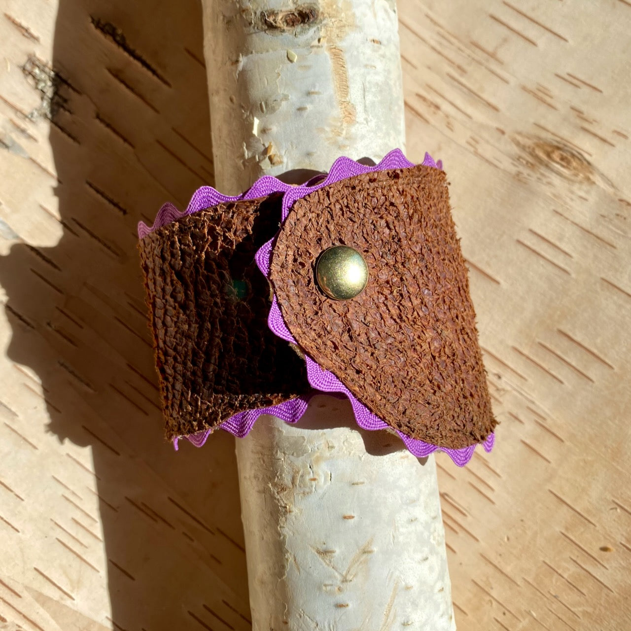 Fish Skin Cuff with Purple Rick Rack Edging