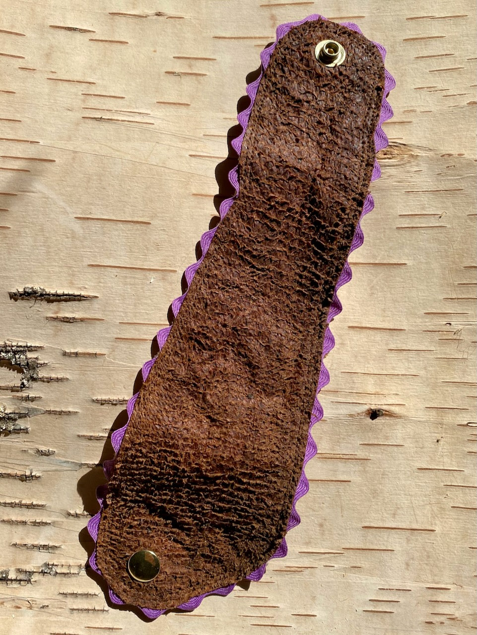 Fish Skin Cuff with Purple Rick Rack Edging