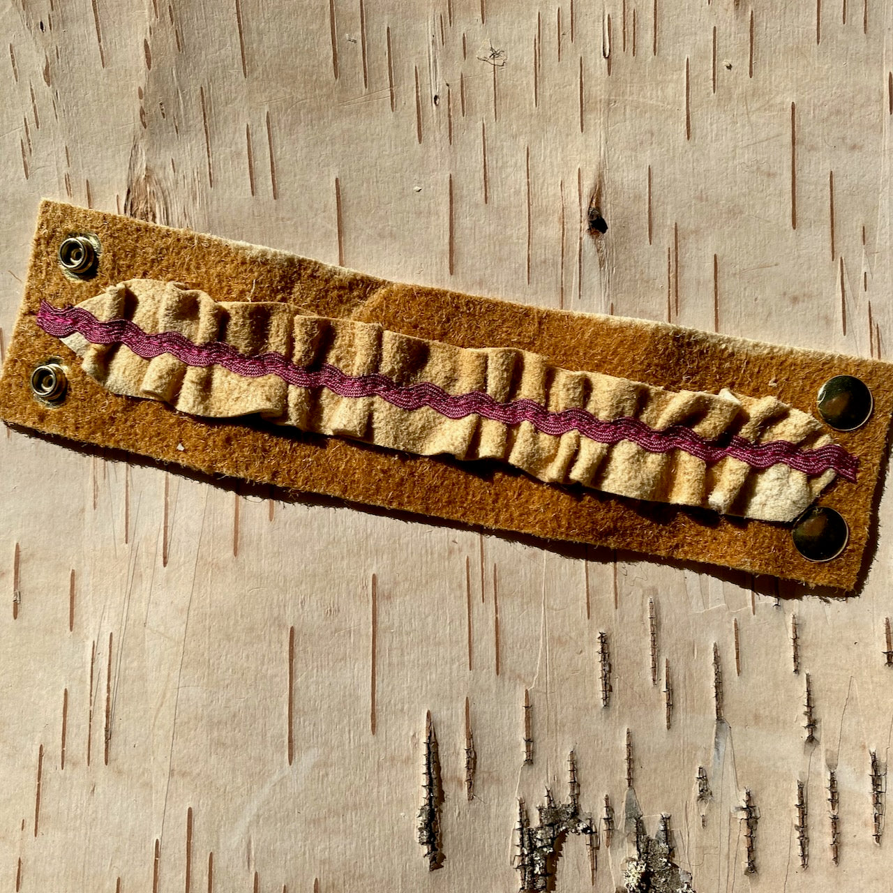 Moose Hide Cuff with Deer Hide Ruffle