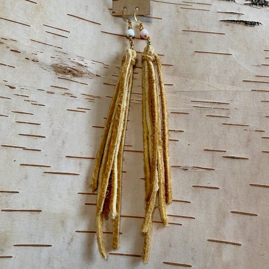 Tied Tassel Earrings - Conch & Gold - 7"