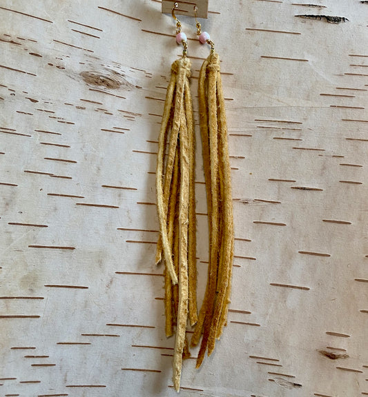 Tied Tassel Earrings - Conch & Gold - 8.5"