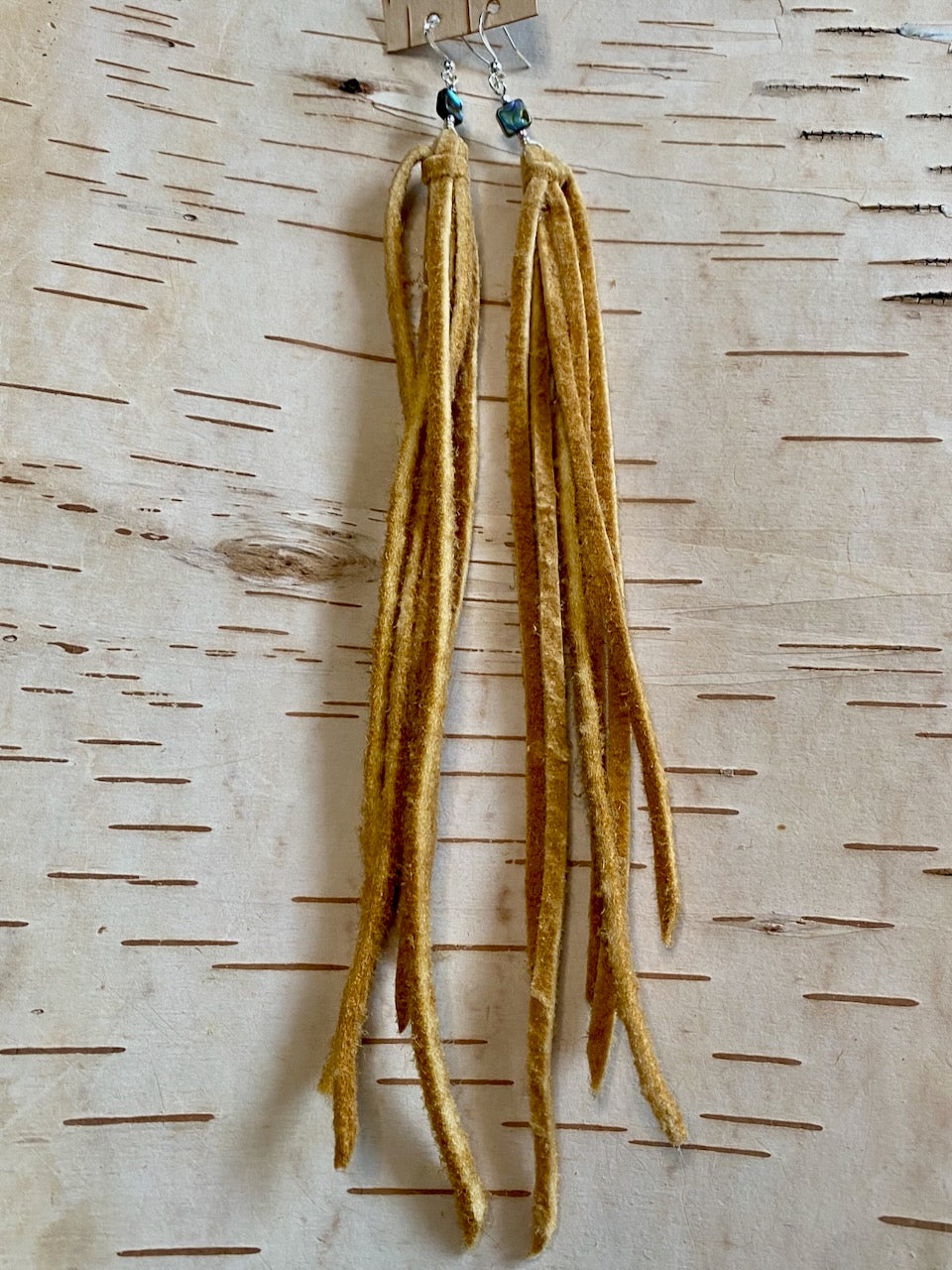 Tied Tassel Earrings - Square Abalone